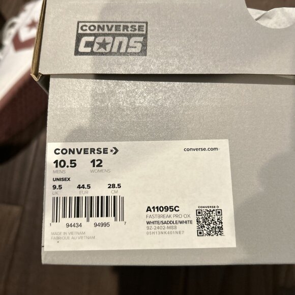 Converse Fastbreak Pro Ox Sneakers Men's Size 10.5 White/ Saddle A11095C - Picture 7 of 7